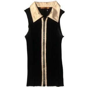 Black and Cream Sleeveless Top